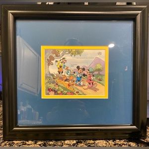 Disney Jogging Mickey, Minnie, Goofy,Donald, and Pluto framed stamp.